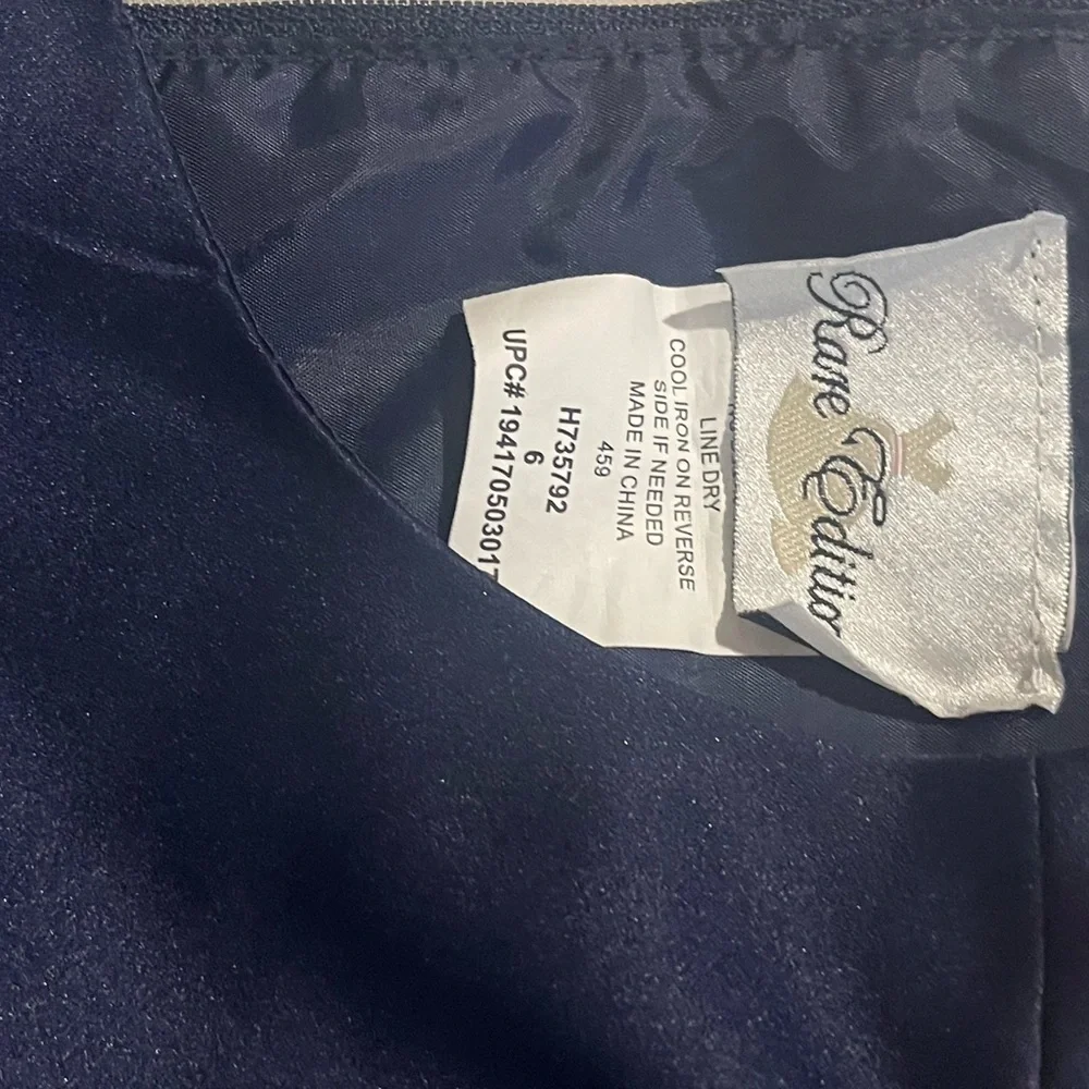 Rare Editions Navy Dress with Gold Lace Overlay - Picture 6 of 7
